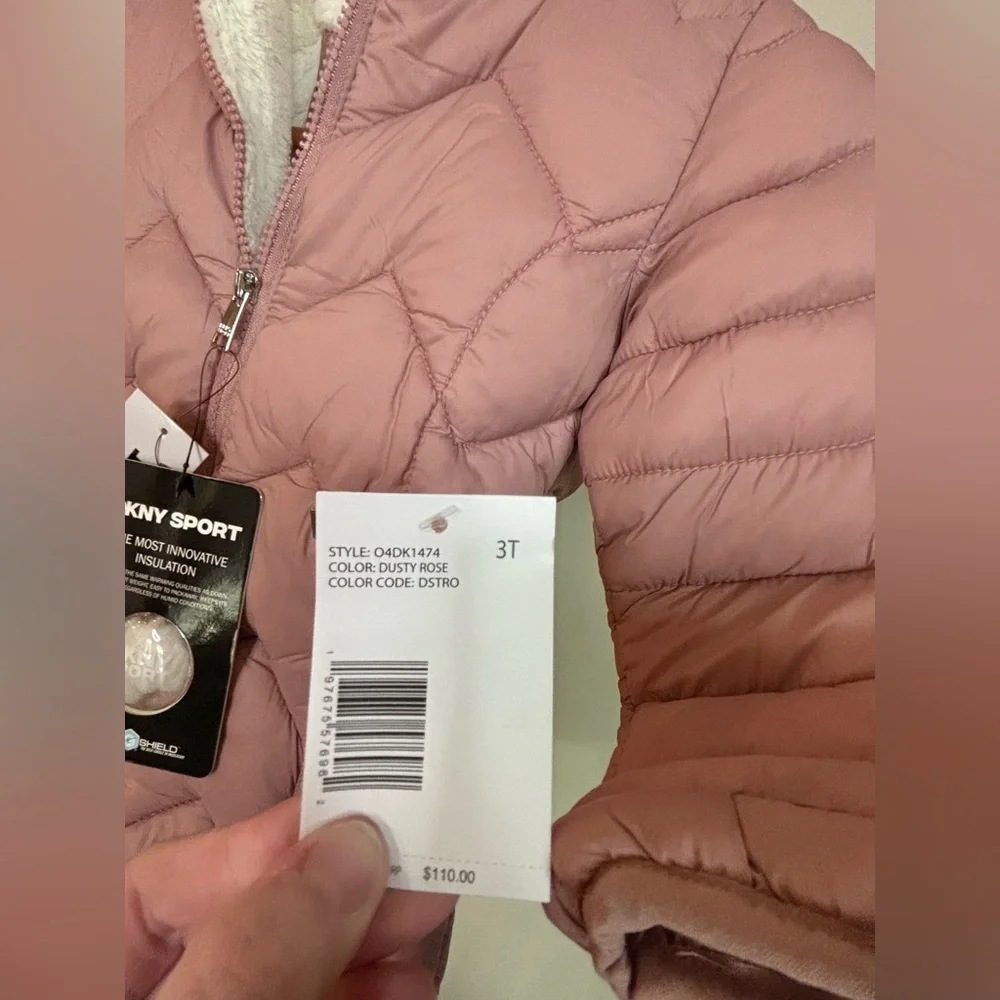 DKNY Pink Dusty Rose Puffer Jacket for Kids - MSRP $110 3T NWT
